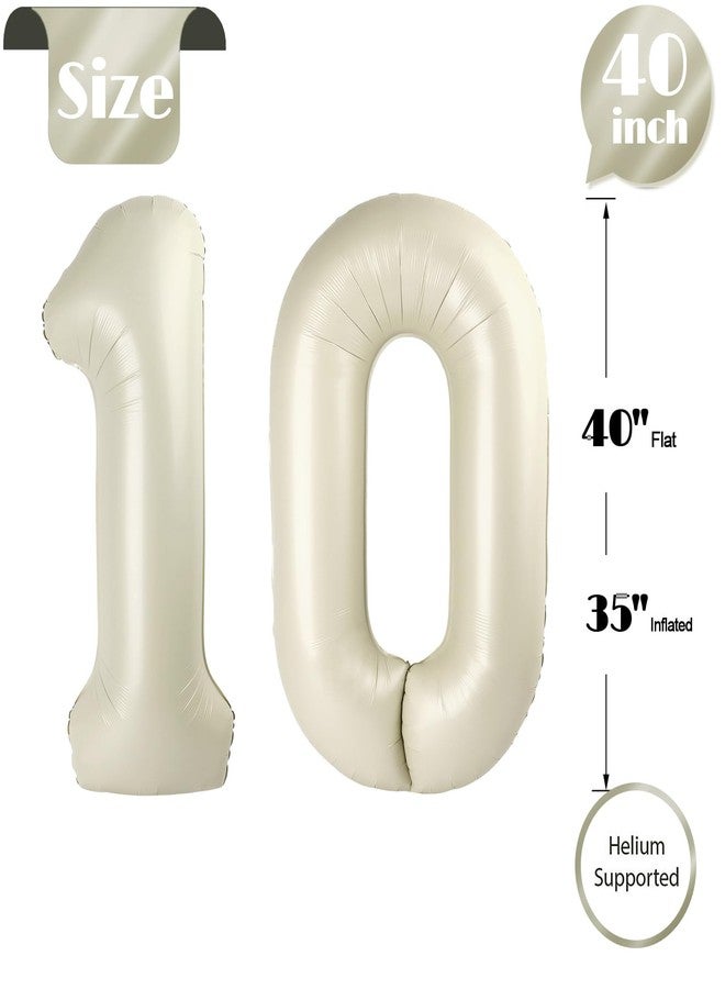 IWERP 10 Balloon Number, Cream Number 10th Birthday Balloons 40 Inch, 10 Years Old Cream Birthday Decorations for Boys Girls, 10th Anniversary Decorations - Image 5